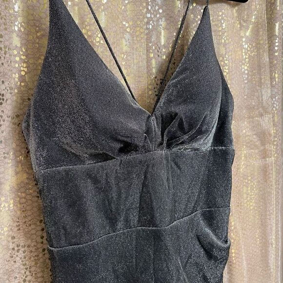 Blondie Nites Black Silver Sparkly Mini Dress, Size 15/L - Picture 3 of 7
